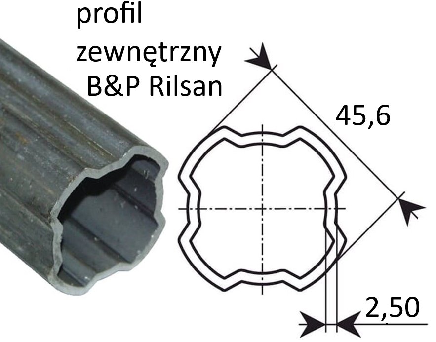 Profil zew. 45,6x2,5 4T szerokokątny serii S2 SFT Bondioli&Pavesi