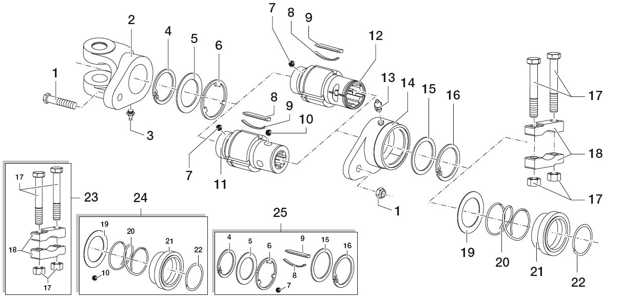 Części sprzęgła prawego jednokierunkowego ze sworzniem typ włoski standard 35x106,5- t80/v80/e80 sprzęgła i inne sprzęgło jednok