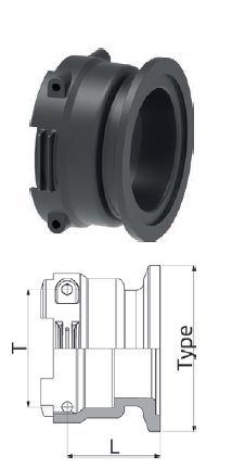 Adapter żeński kołnierzowy, złącze zaciskowe