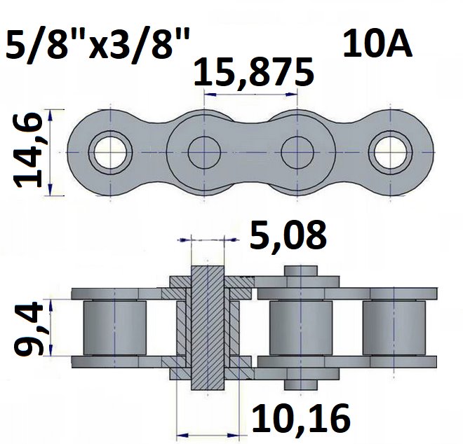 Łańcuch rolkowy 10A 5/8"x3/8"