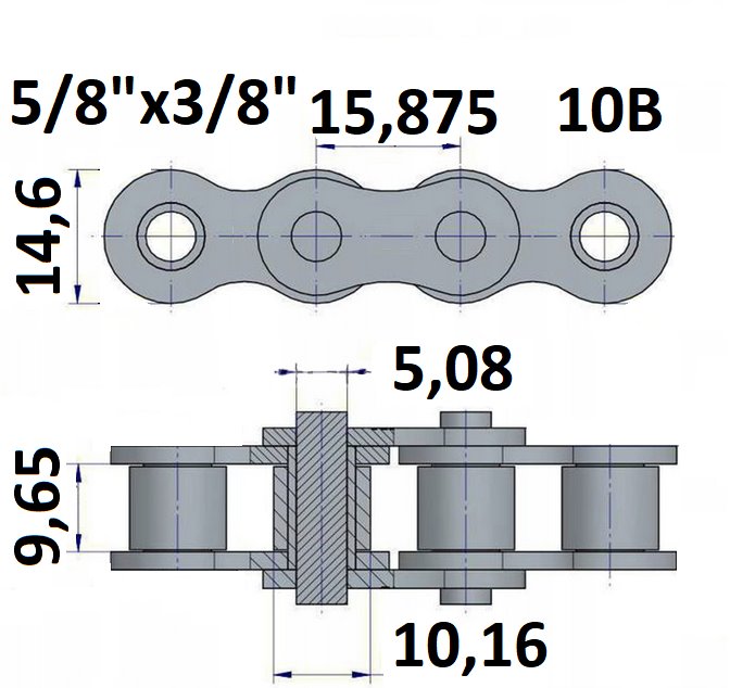 Łańcuch rolkowy 10B 5/8"x3/8"