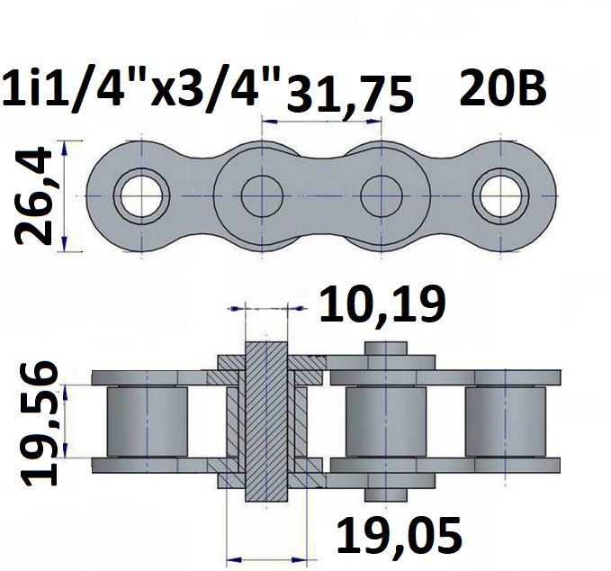 Łańcuch rolkowy 20B 1i1/4"x3/4"
