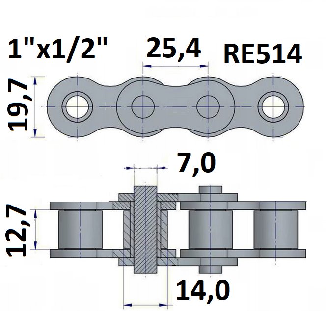 Łańcuch rolkowy RE514  1"x1/2"