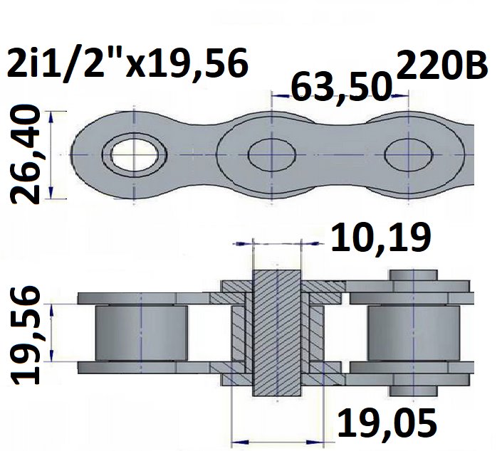 Łańcuchy rolkowe 220B 2i1/2"x19,56