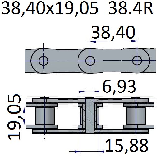 Łańcuchy 38.40x19.05 -38.4R