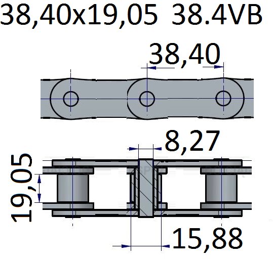 Łańcuchy 38.40x19.05 -38.4VB
