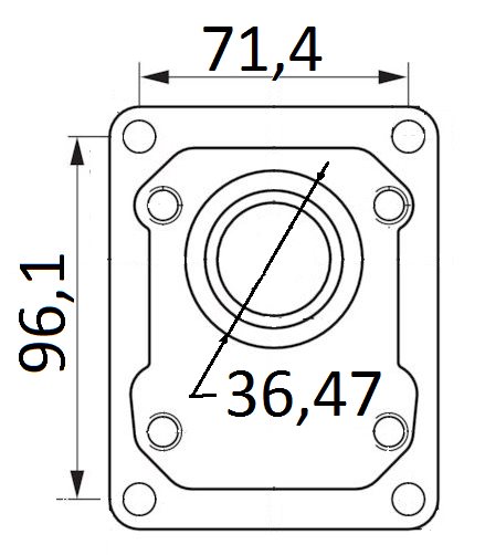Pompy hydrauliczne o rozstawie otworów montażowych 96,1x71,4 fi 36,47