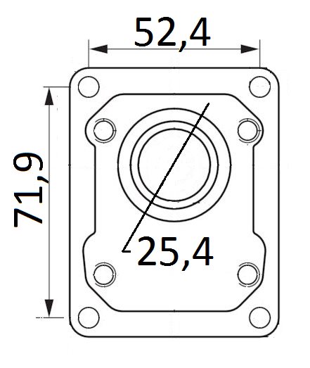 Pompy hydrauliczne o rozstawie otworów montażowych 71,9x52,4 fi25,4